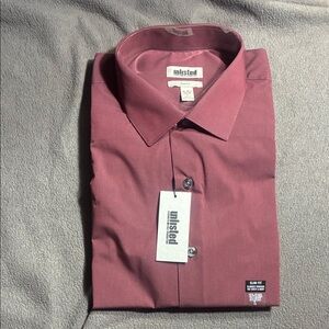 Unlisted by Kenneth Cole Men’s Slim Fit Dress Shirt Burgundy NWT
